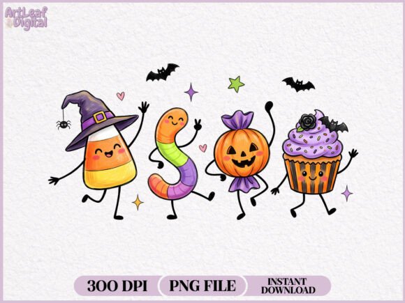 Download Halloween Candy Doodles Characters PNG - Premium Resources